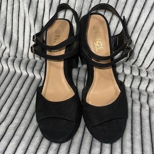 Microsuede black sandals 8.5B